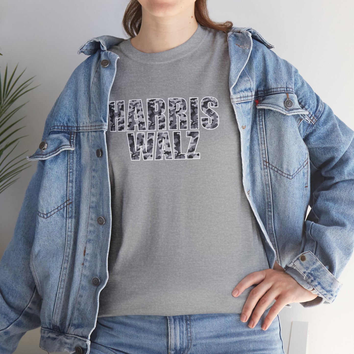 Harris Walz Camo BW | Unisex Heavy Cotton Tee