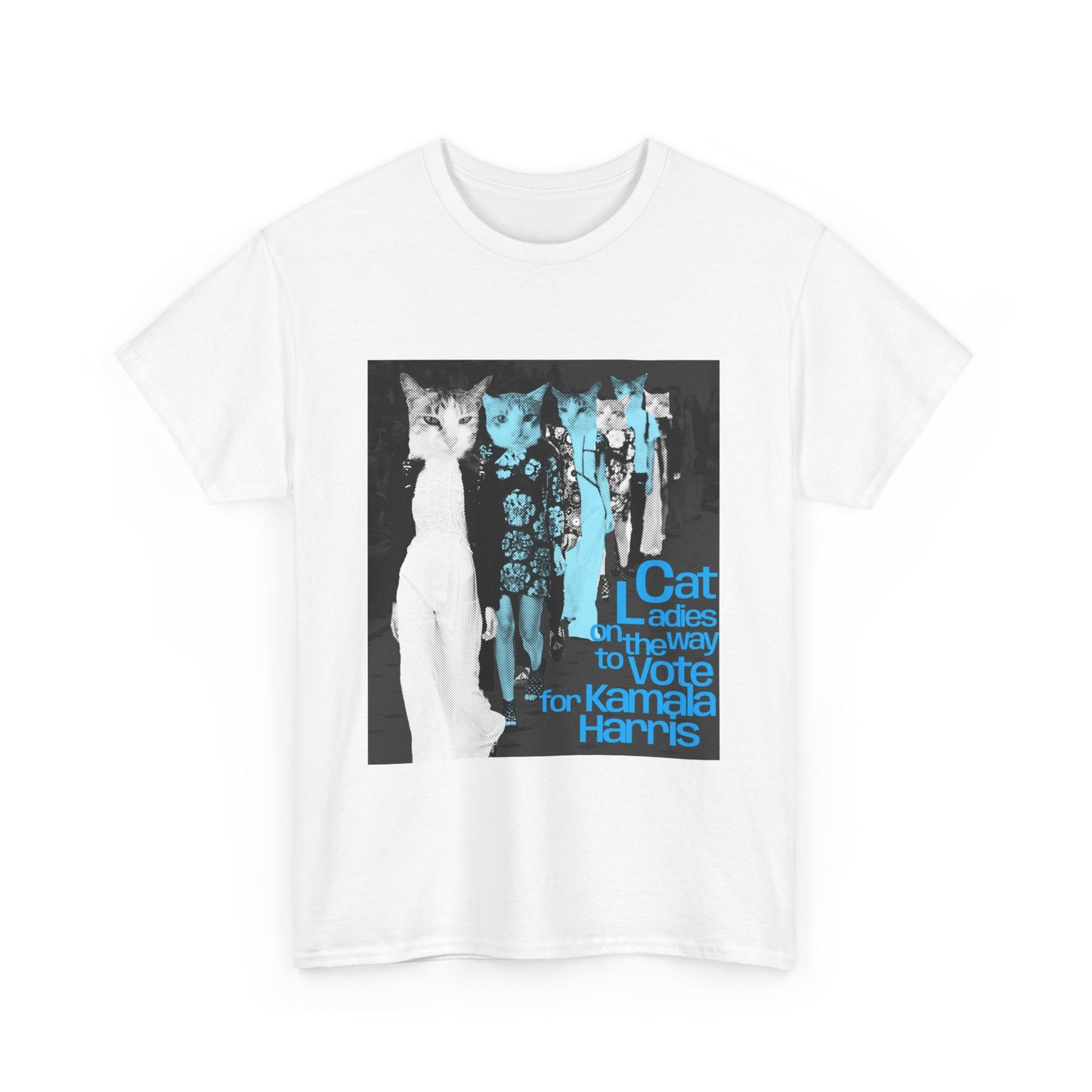 Cat Ladies On The Way To Vote Kamala Harris | Unisex Heavy Cotton Tee