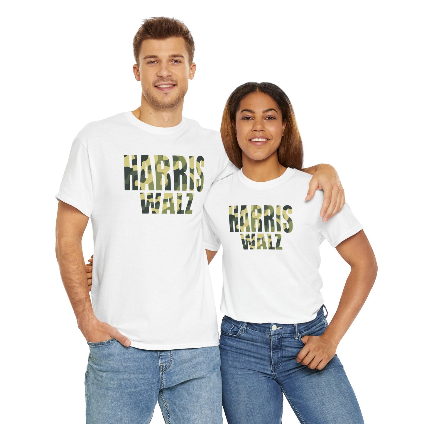 Harris Walz Camo Green | Unisex Heavy Cotton Tee