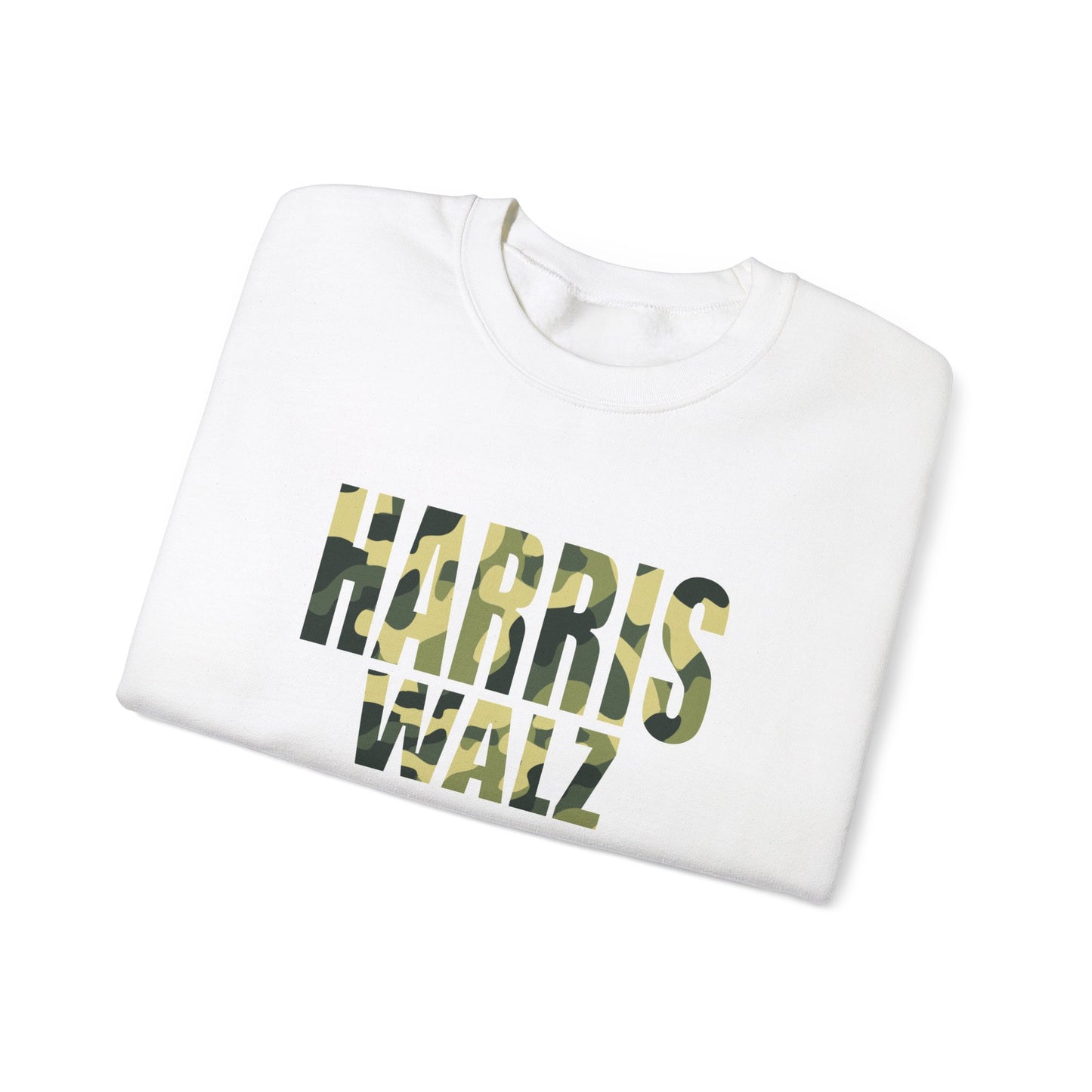 Kamala Harris & Tim Walz Camo Green | Unisex Heavy Blend™ Crewneck Sweatshirt