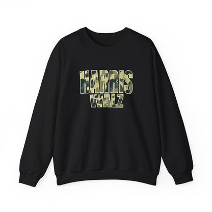 Kamala Harris & Tim Walz Camo Green | Unisex Heavy Blend™ Crewneck Sweatshirt