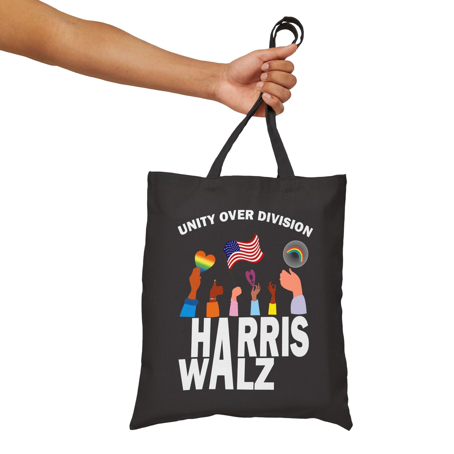 Harris Walz Unity over Division LGBTQ Pride | Cotton Canvas Tote Bag