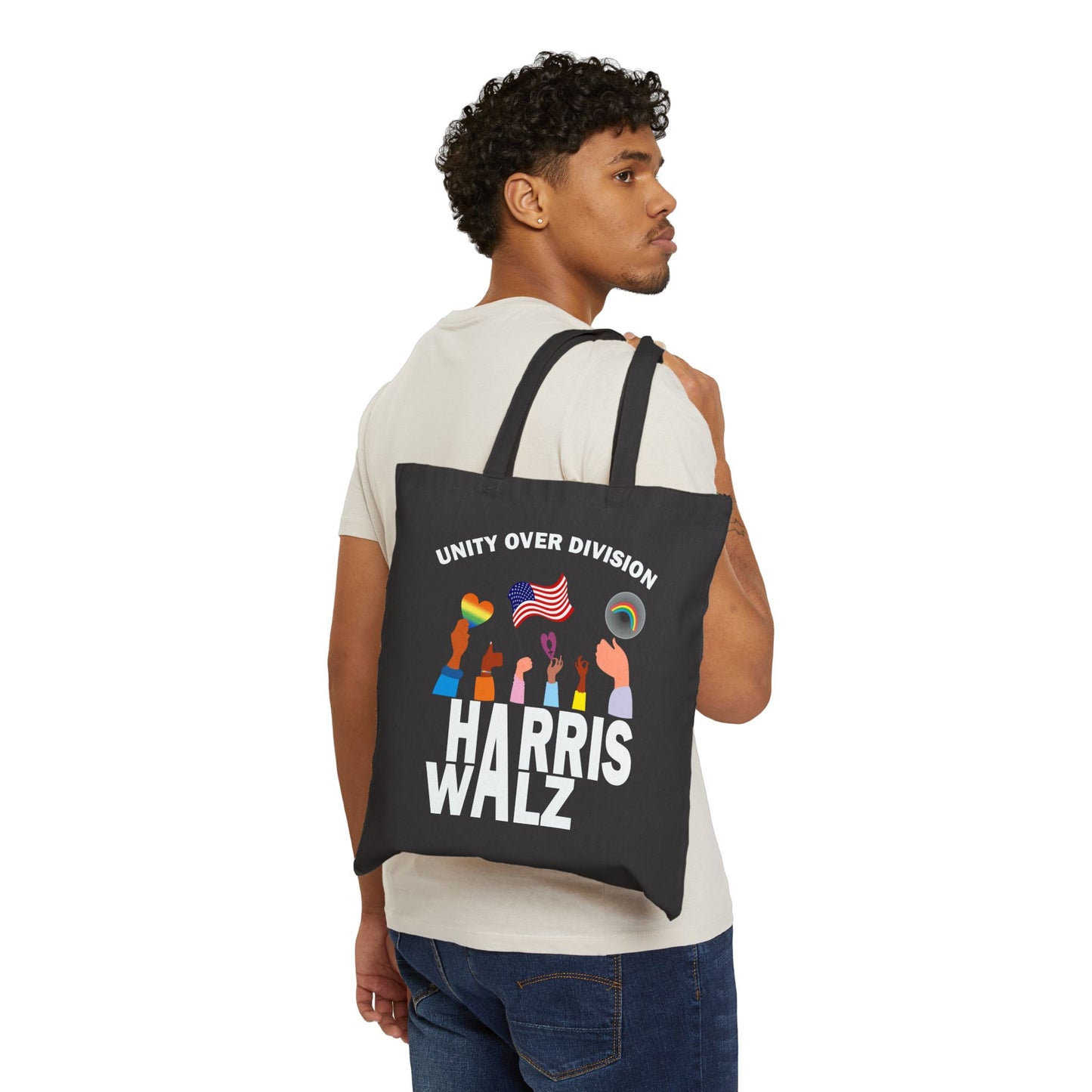 Harris Walz Unity over Division LGBTQ Pride | Cotton Canvas Tote Bag