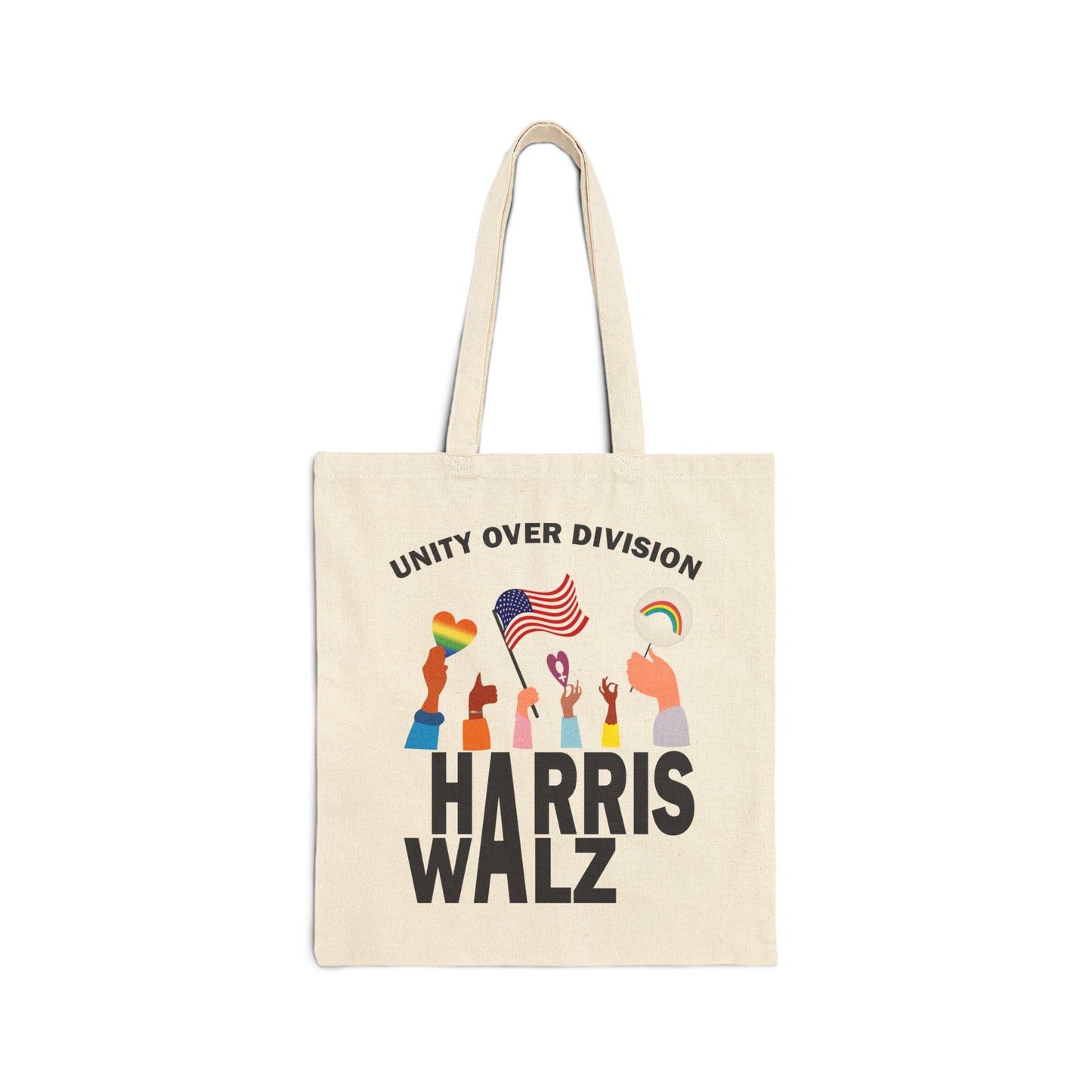 Harris Walz Unity over Division LGBTQ Pride | Cotton Canvas Tote Bag