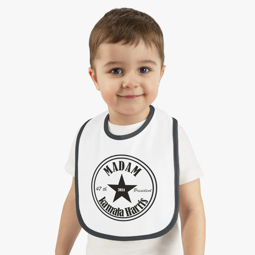 Madam President Kamala Harris | Baby Contrast Trim Jersey Bib