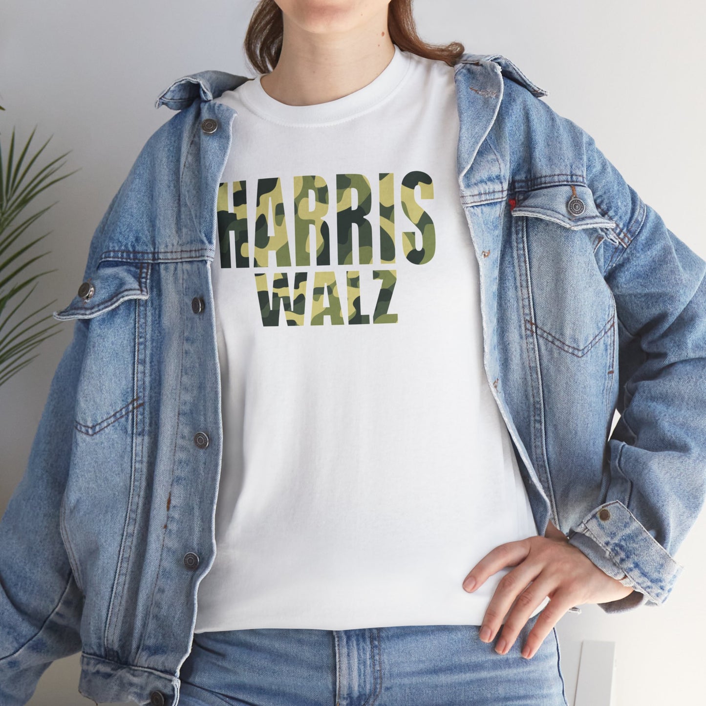 Harris Walz Camo Green | Unisex Heavy Cotton Tee