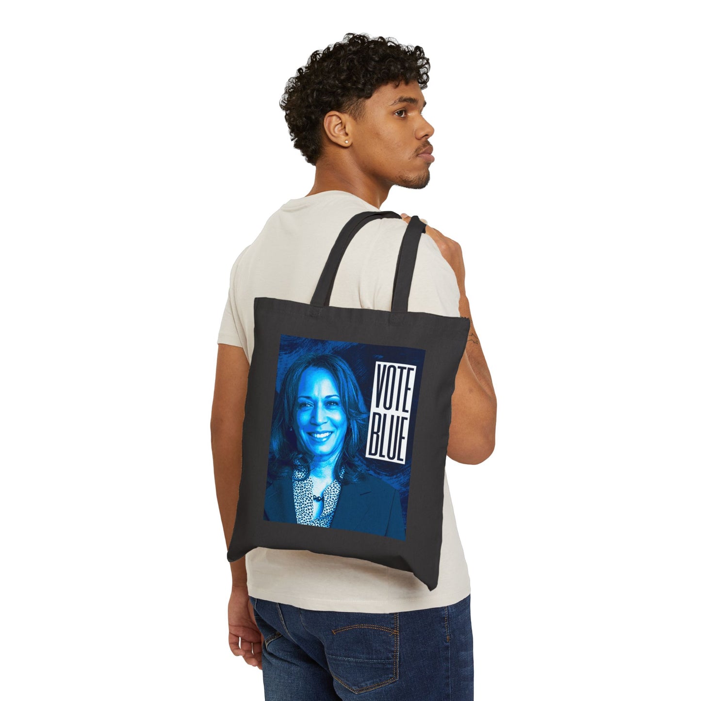 Kamala Blue Face | Cotton Canvas Tote Bag