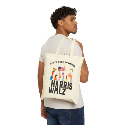 Harris Walz Unity over Division LGBTQ Pride | Cotton Canvas Tote Bag