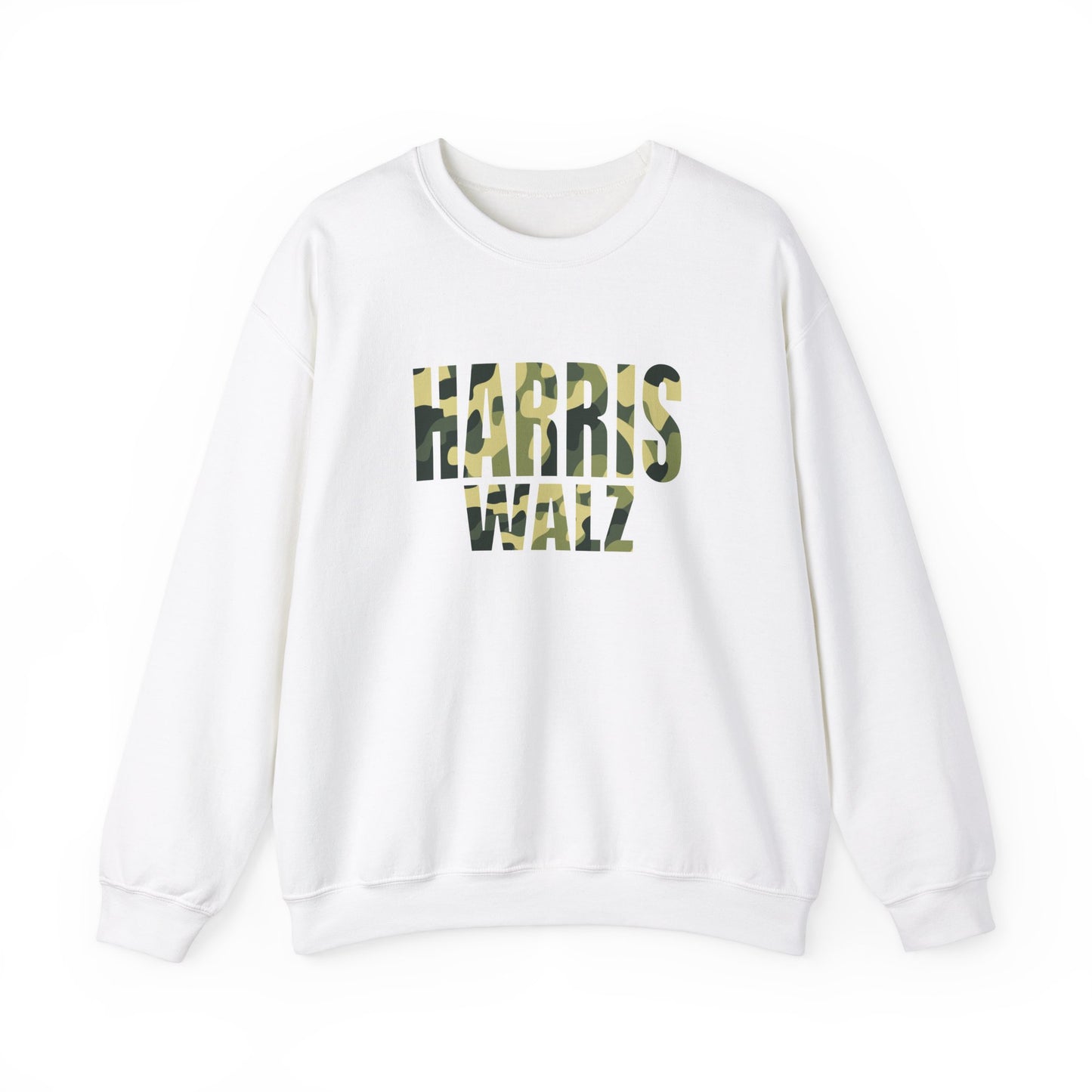 Kamala Harris & Tim Walz Camo Green | Unisex Heavy Blend™ Crewneck Sweatshirt