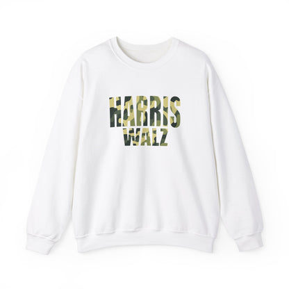 Kamala Harris & Tim Walz Camo Green | Unisex Heavy Blend™ Crewneck Sweatshirt