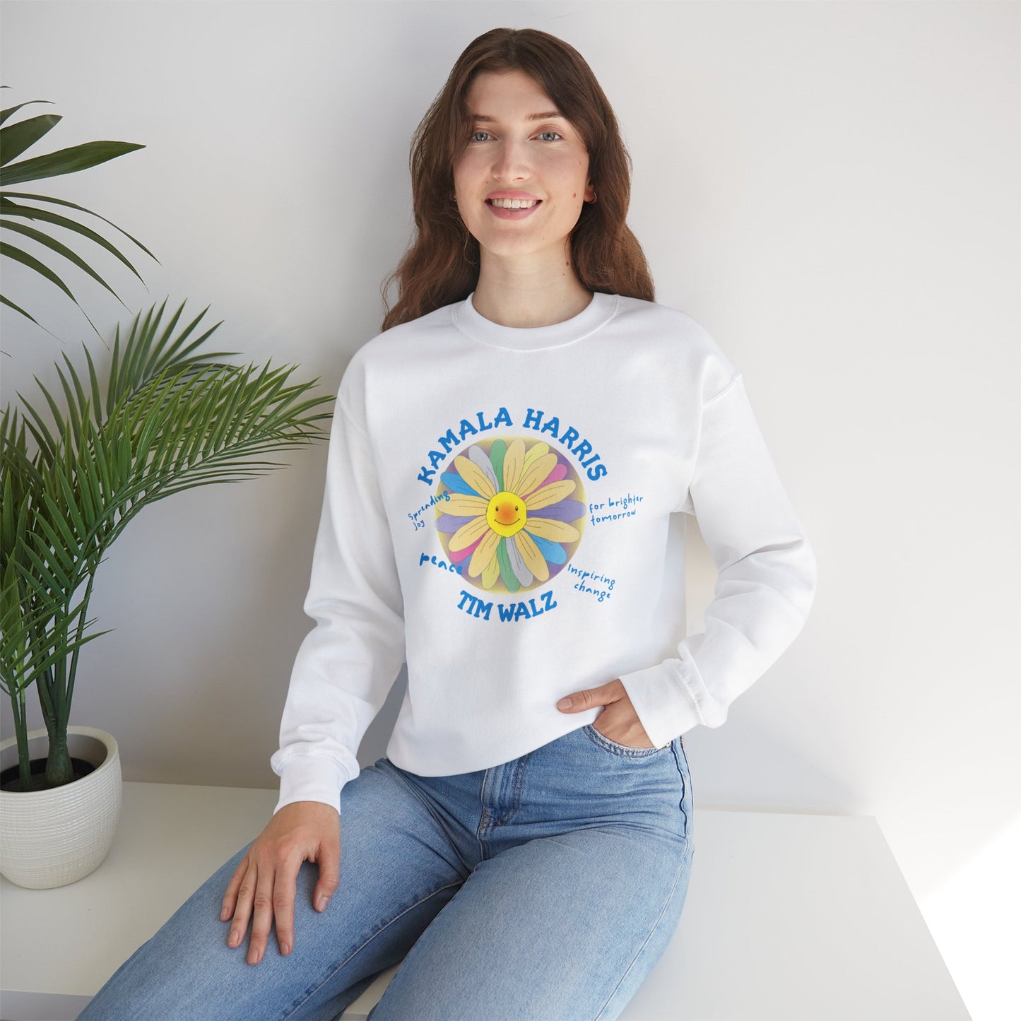 Harris Walz Spreading Joy | Unisex Heavy Blend™ Crewneck Sweatshirt